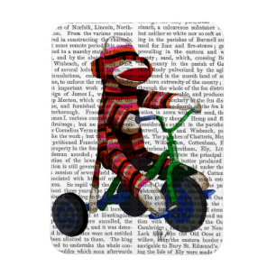 Sock monkey på trecykel magnet