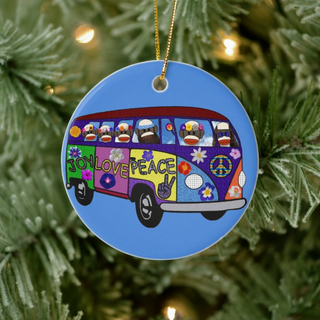 Sock Monkey Peace Bus  Julgransprydnad Keramik (Träd)