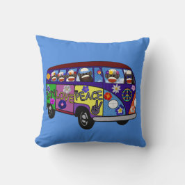 Sock Monkey Peace Bus  Kudde