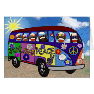 Sock monkey Peace Buss Hälsningskort