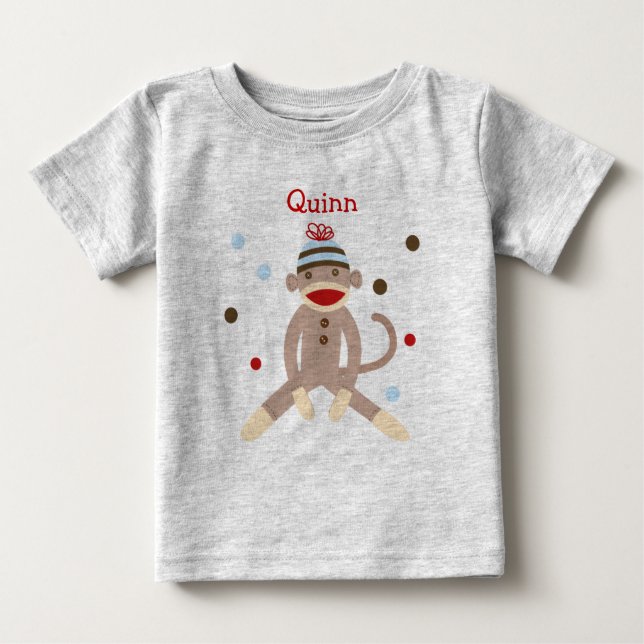 Sock monkey Personlig Birthday Tshirt T-shirt (Framsida)