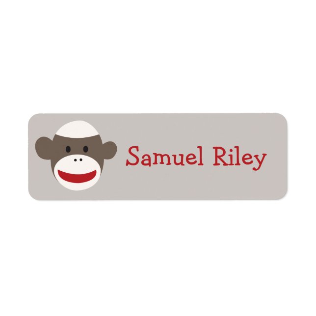 Sock monkey Personlig Sticker Returadress Etikett (Framsidan)