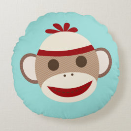 Sock monkey Pillow Rund Kudde