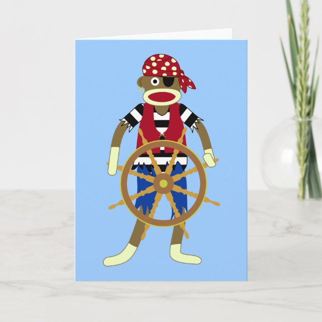 Sock monkey Pirat Kort (Framsida)