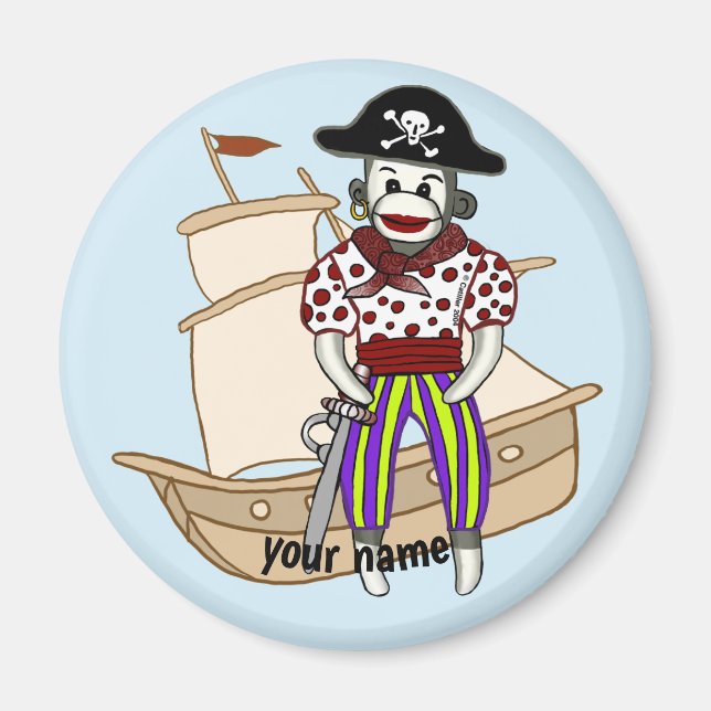 Sock monkey Pirat Magnet (Framsidan)