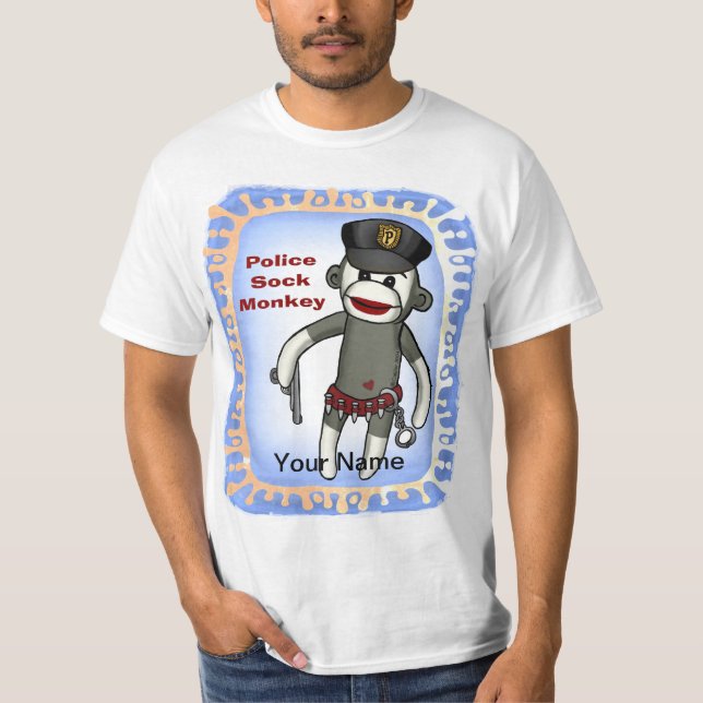 Sock monkey Police T-Shirt (Framsida)