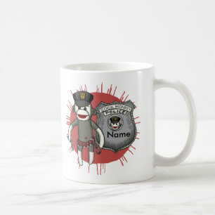Sock monkey polis kaffemugg