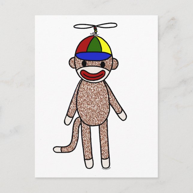 sock monkey Propeller Hat Vykort (Framsida)