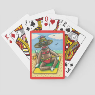 SOCK MONKEY RED BIKINI, VID BEACH TECKNAD FUNNY CASINOKORT