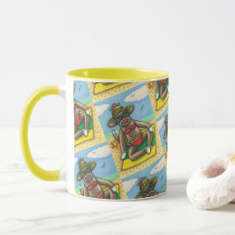 SOCK MONKEY RED BIKINI, VID BEACH TECKNAD FUNNY MUGG