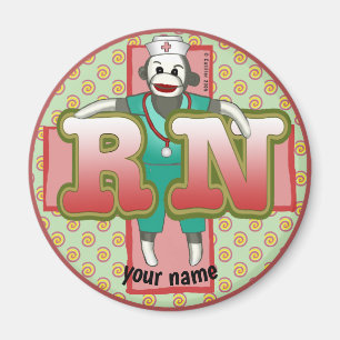 Sock monkey RN Nurse magnet