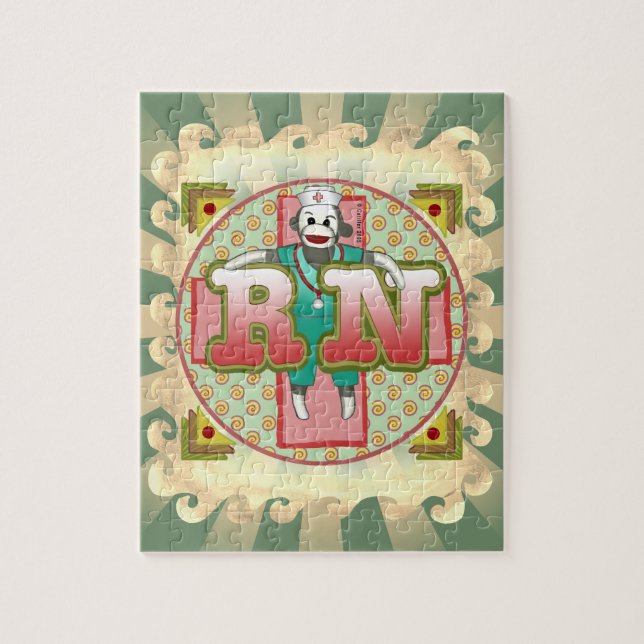 Sock monkey RN Nurse Pussel (Vertikal)