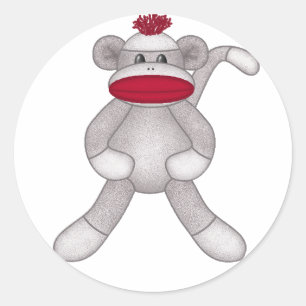 Sock monkey runt klistermärke