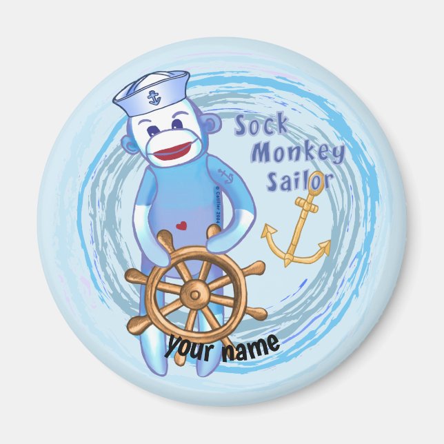 Sock monkey Sailor Magnet (Framsidan)