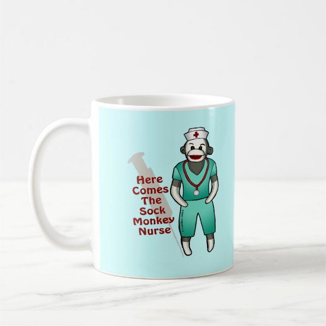 Sock Monkey Sjuksköterska Kaffemugg (Vänster)