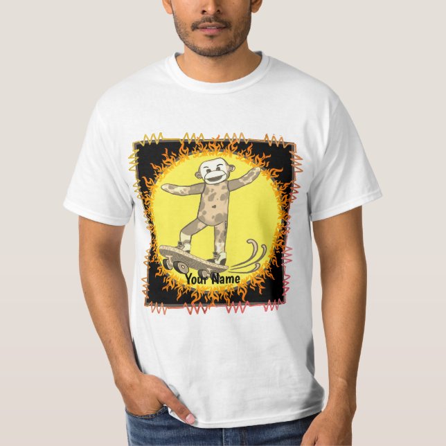 Sock monkey Skateboard T-Shirt (Framsida)