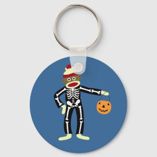 Sock monkey Skeleton Halloween Nyckelring