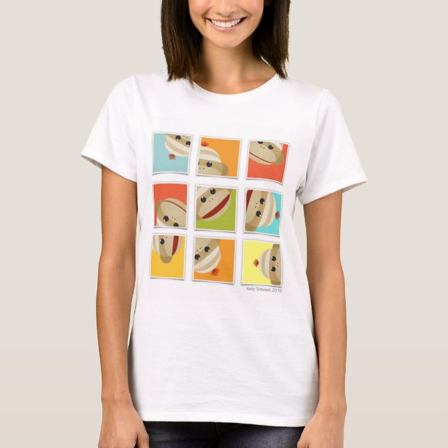 Sock monkey slår kvarterskjortan Kelly Schwark Tee Shirt (Framsida)