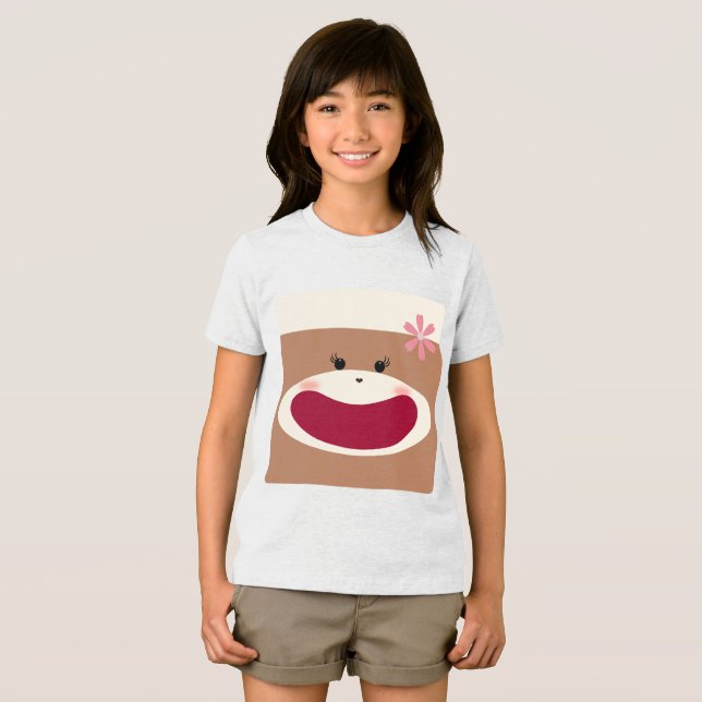 Sock monkey Smile (flicka) T Shirt (Framsida Full)