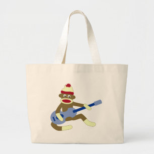 Sock monkey som leker blåttgitarren jumbo tygkasse