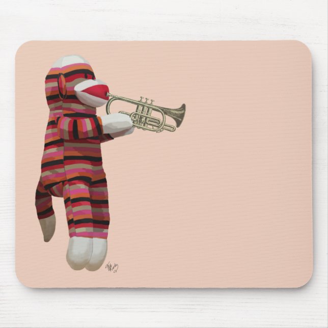 Sock monkey spelar trumpet 2 musmatta (Framsidan)