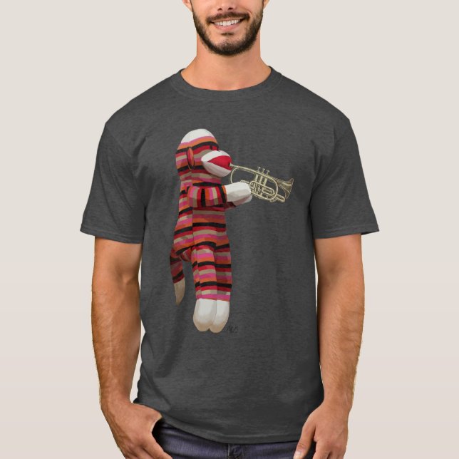 Sock monkey spelar trumpet 2 tee (Framsida)