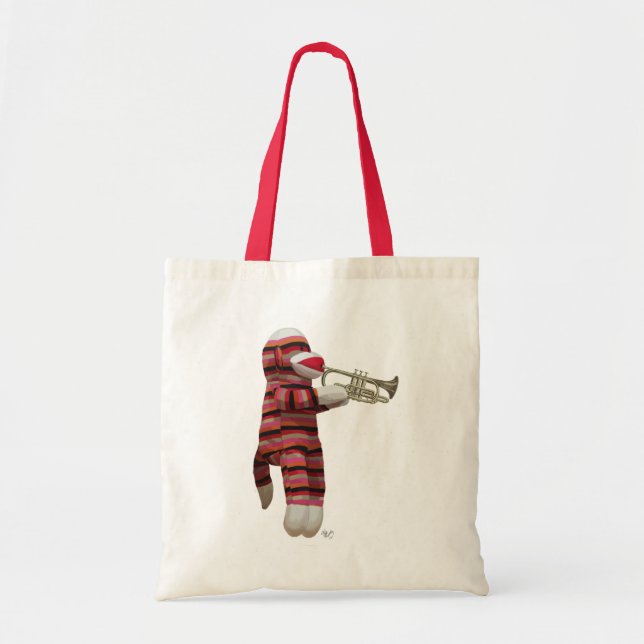 Sock monkey spelar trumpet 2 tygkasse (Framsidan)