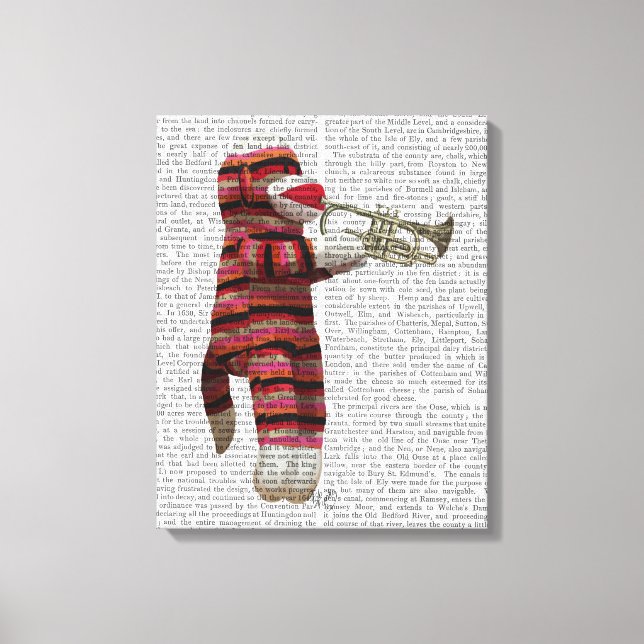 Sock monkey spelar trumpet canvastryck (Framsida)