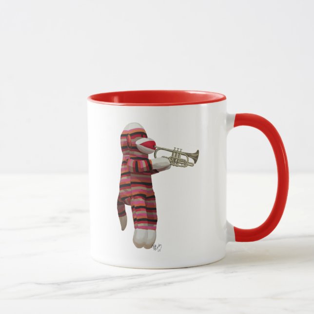 Sock monkey spelar trumpet mugg (Höger)