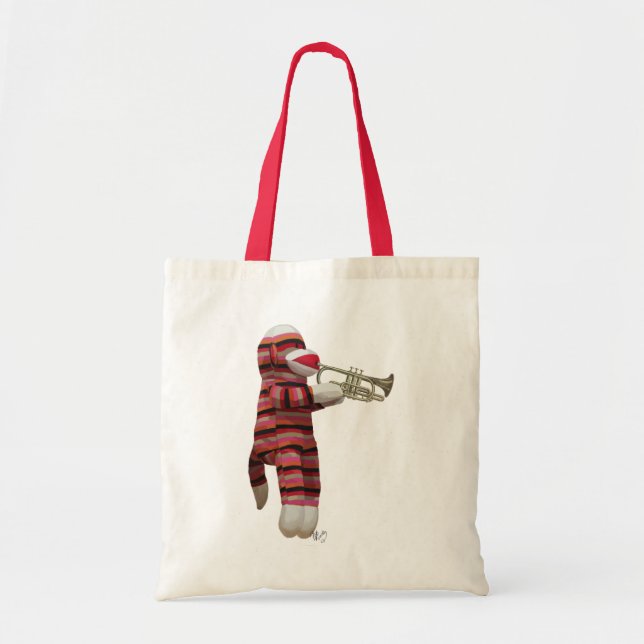 Sock monkey spelar trumpet tygkasse (Framsidan)