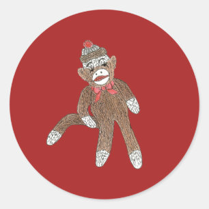 Sock monkey Sticker Runt Klistermärke