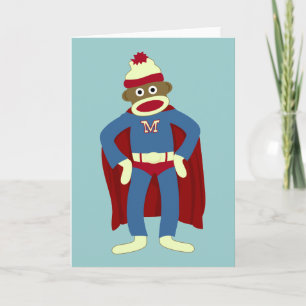 Sock monkey Superhjälte Kort