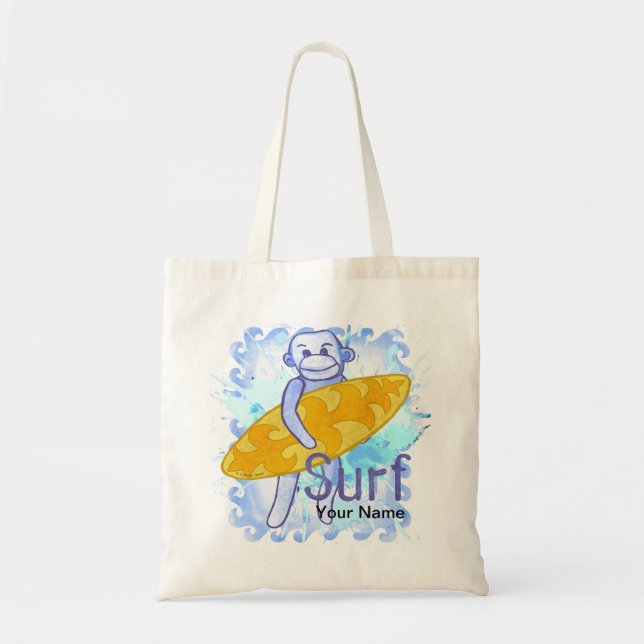 Sock Monkey Surfar Totebag Tygkasse (Framsidan)