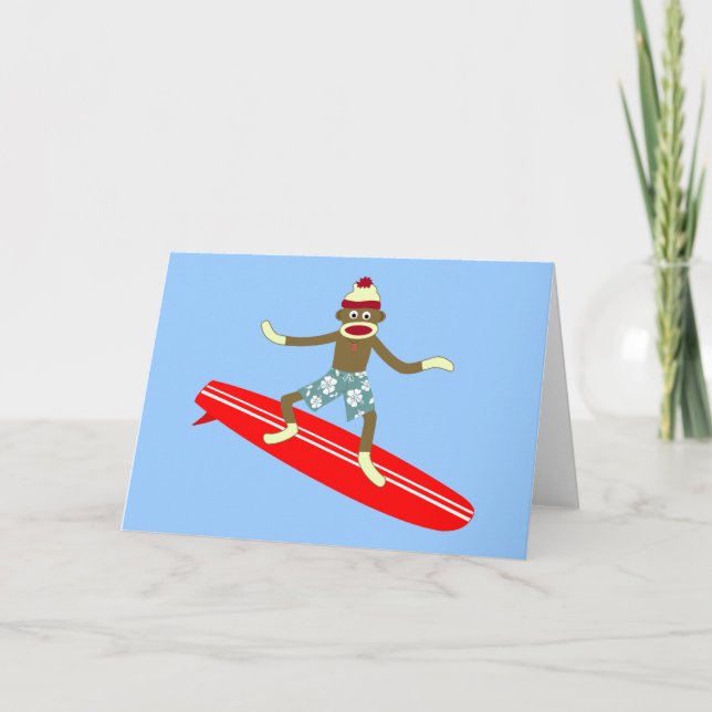 Sock monkey Surfer Kort (Framsida)