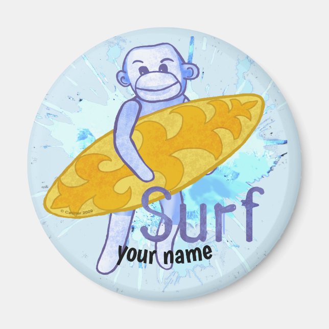 Sock monkey Surfer magnet (Framsidan)