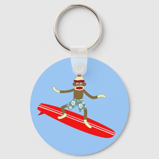 Sock monkey Surfer Nyckelring (Framsida)