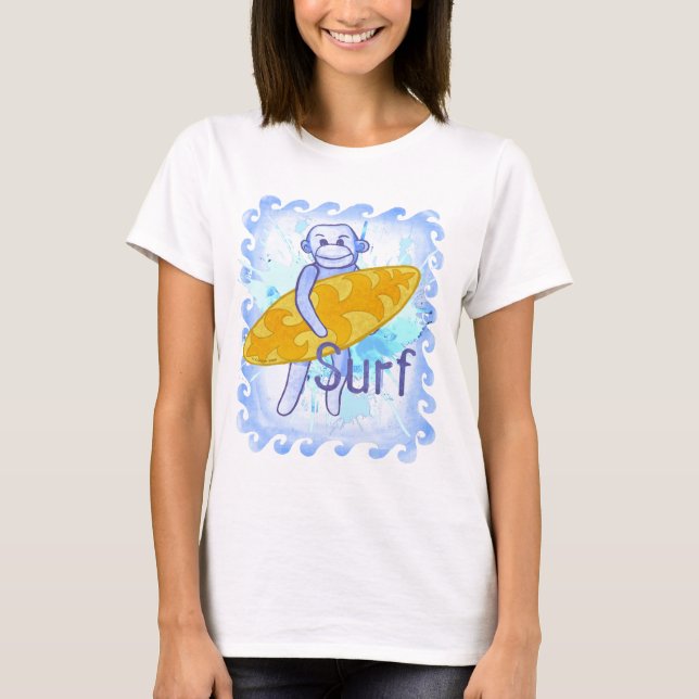 Sock monkey Surfer T-Shirt (Framsida)