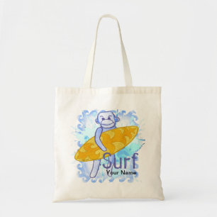 Sock monkey Surfer Tote Bag Tygkasse