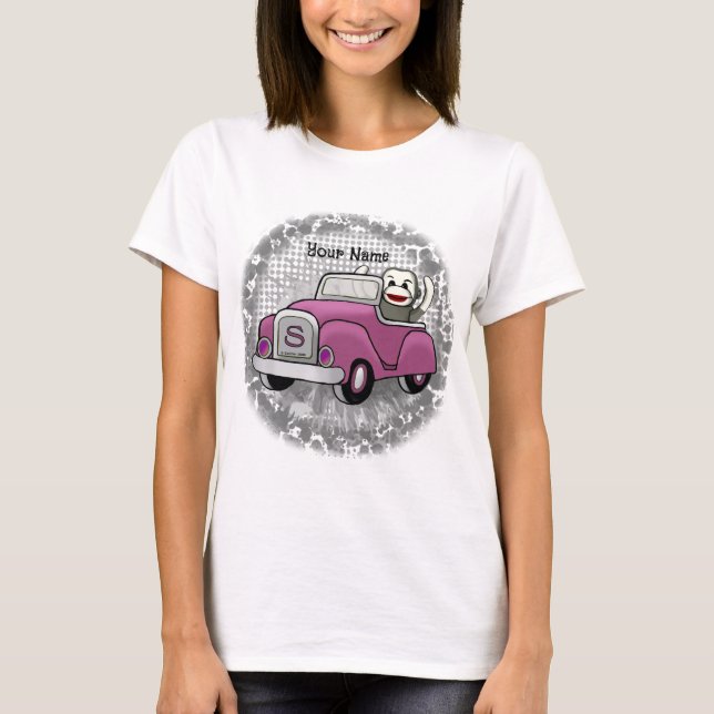 Sock monkey T-shirt för körkort i personbil (Framsida)