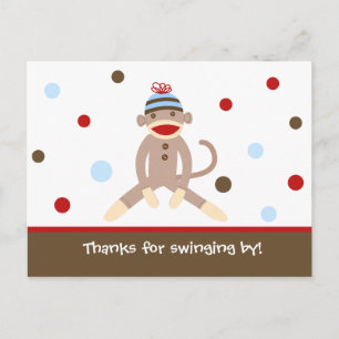 Sock monkey Tack för dina vykort