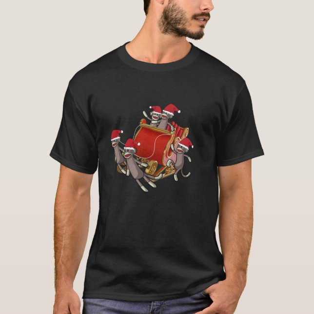 Sock monkey tar över julklappen Sock monkey T Shirt (Framsida)