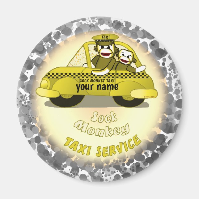 Sock monkey Taxi magnet (Framsidan)