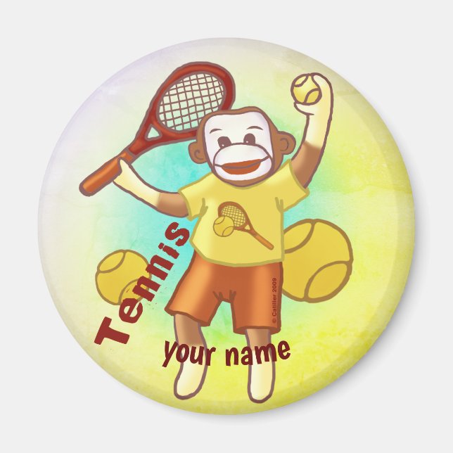 Sock monkey Tennis magnet (Framsidan)