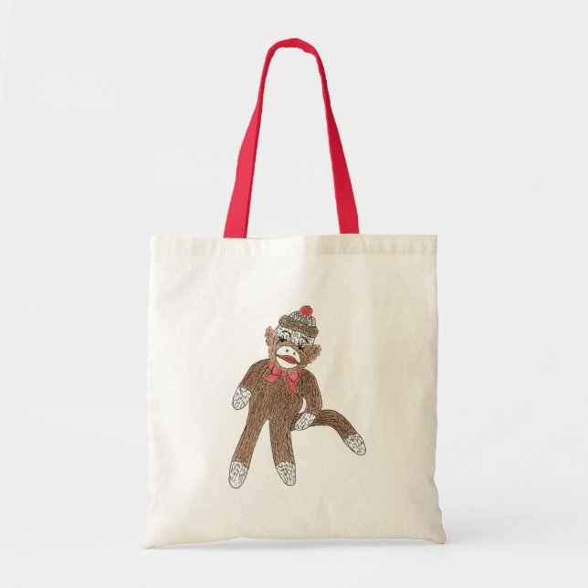 Sock monkey Tote Bag Tygkasse (Framsidan)