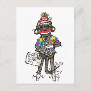 Sock monkey Tourist Vykort