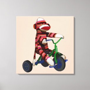 Sock monkey trecykel canvastryck