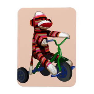 Sock monkey trecykel magnet