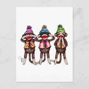 Sock monkey Trio - se, lyssna, tala inget ont Vykort