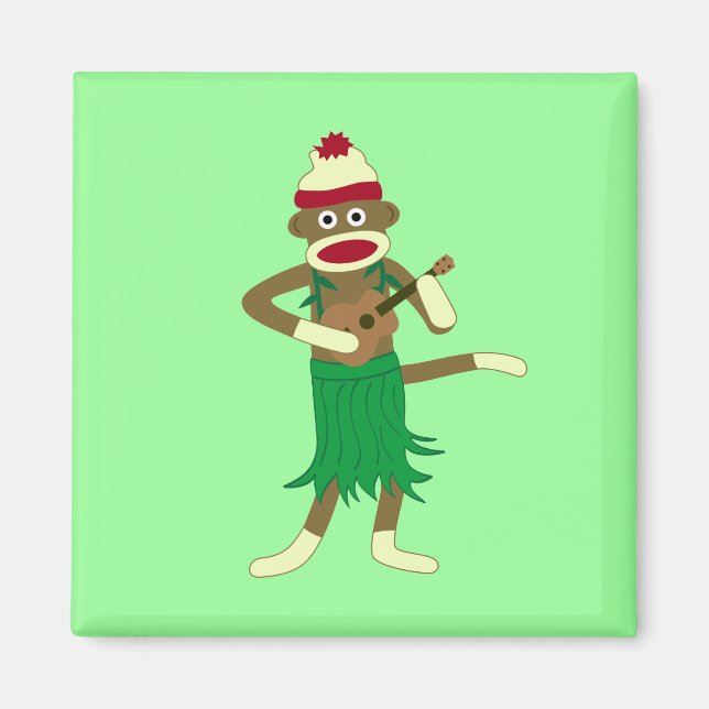 Sock monkey Ukulele Magnet (Framsidan)