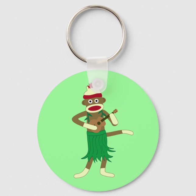 Sock monkey Ukulele Nyckelring (Framsida)
